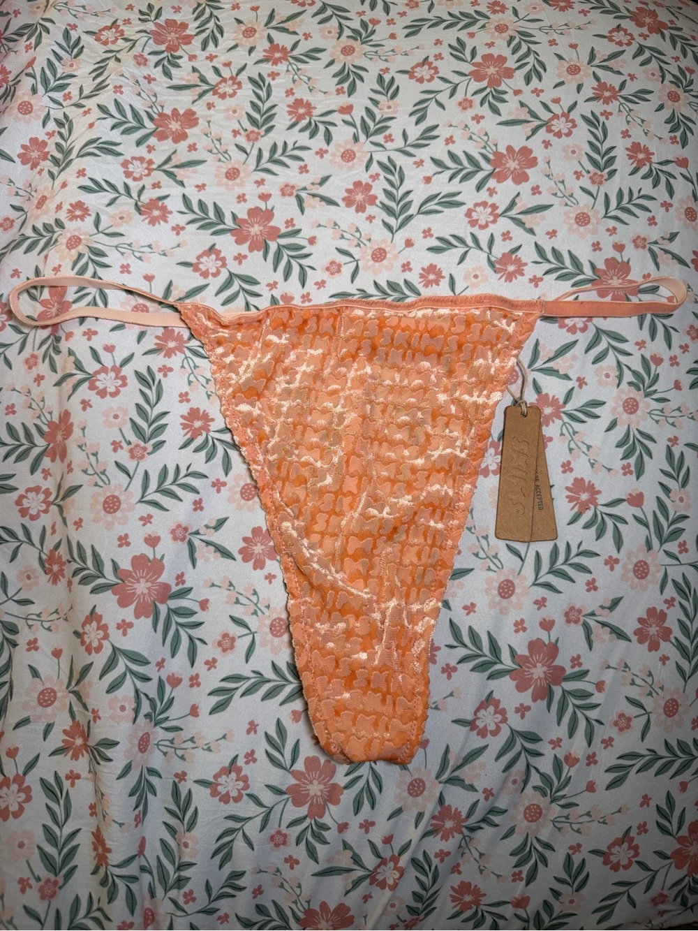 SKIMS Size 2X Peach Orange Logo Thong Panty PN-THG-0939 NWT